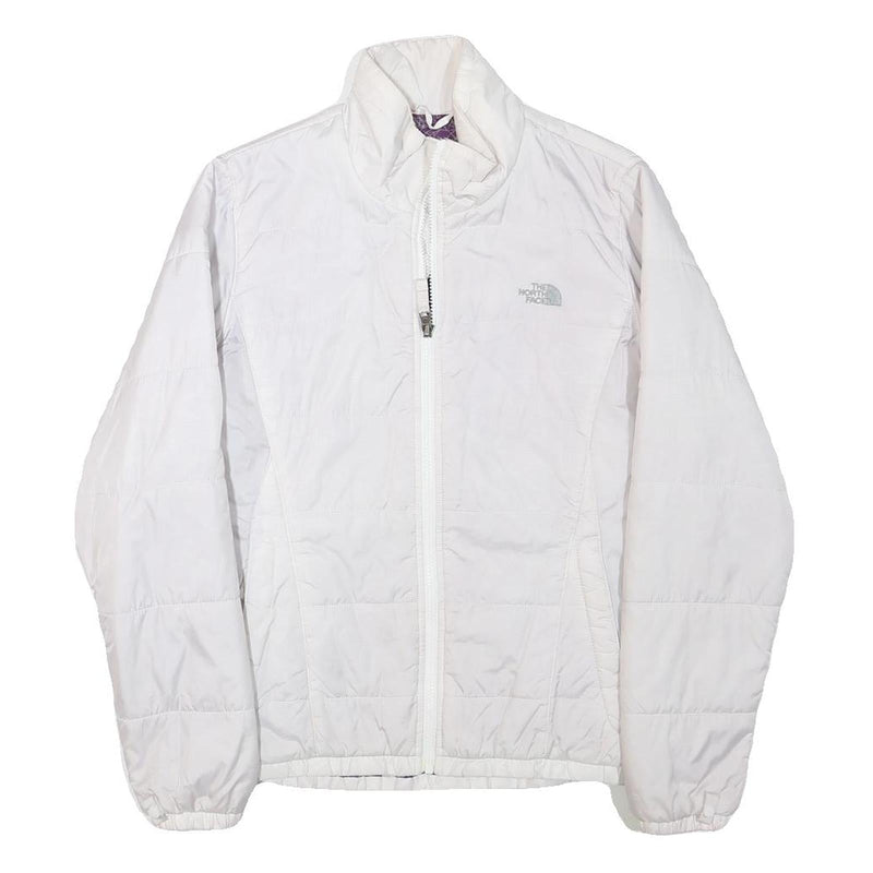 THE NORTH FACE Womens White Jacket M Polyester Blend Plain Outdoor Zip Warm