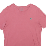 GUESS Mens Pink Crew Neck Short Sleeve T-Shirt M Cotton Blend Logo Print