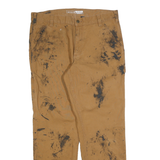 CARHARTT Mens Cotton Blend Brown Relaxed Tapered Trousers W36 L32 Workwear