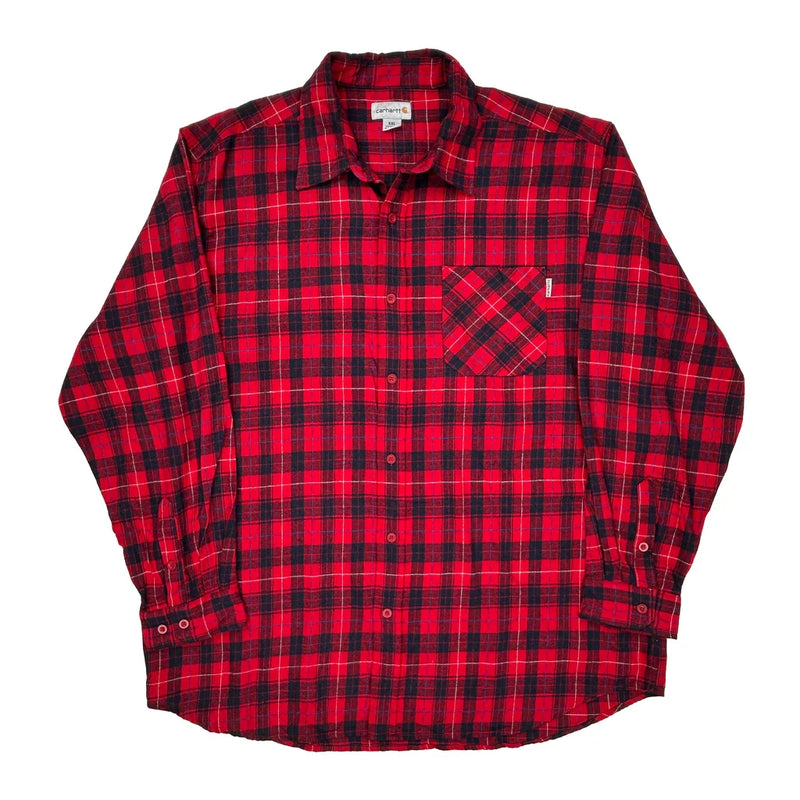 Carhartt Checked Flannel Shirt - 2XL Red Cotton
