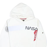 ALPHA INDUSTRIES Mens White NASA Pullover Hoodie M Space Flight Graphic