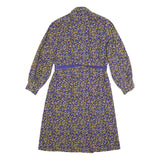 RIO Womens Blue & Yellow Day Dress Polyester Long Sleeve Knee Length L Elegant