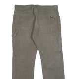 DICKIES Mens Cotton Blend Brown Regular Straight Trousers W36 L29 Workwear Zip