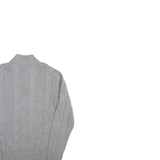 CHAPS Mens Grey Cable Knit Cotton Pullover Roll Neck Jumper L Chestnut Buttons