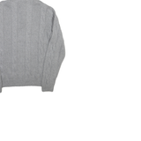 CHAPS Mens Grey Cable Knit Cotton Pullover Roll Neck Jumper L Chestnut Buttons