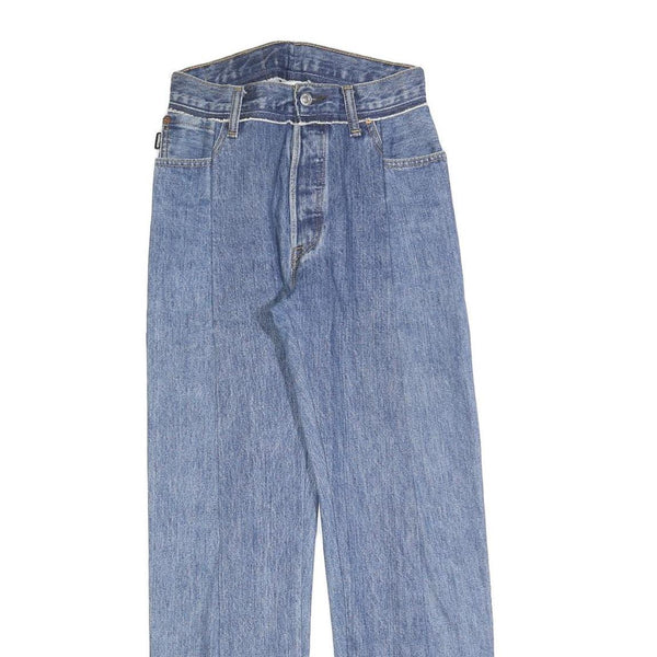 VETEMENTS Womens Blue Regular Straight Denim Light W25 L28 Raw Edge Jeans