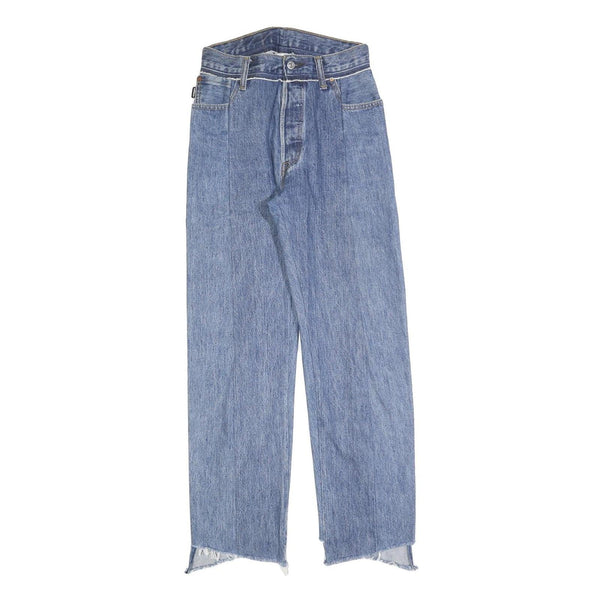 VETEMENTS Womens Blue Regular Straight Denim Light W25 L28 Raw Edge Jeans