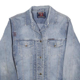 DENIM Womens Blue Button Cotton Denim Jacket S Classic Plain Casual Wear