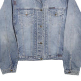 DENIM Womens Blue Button Cotton Denim Jacket S Classic Plain Casual Wear