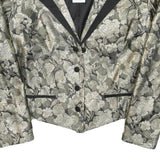 MEICO Womens Grey & Silver Floral Jacquard Classic Jacket M Polyester Blend Puff