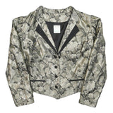 MEICO Womens Grey & Silver Floral Jacquard Classic Jacket M Polyester Blend Puff