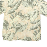 PAVANA JACK Mens Beige & Green Rayon XL Tropical Leaf Print Shirt Summer Casual