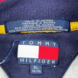 Vintage Spellout Tommy Hilfiger 1/4 Zip - XL Grey Cotton Blend
