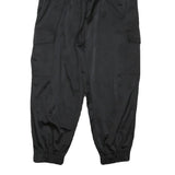ZARA Womens Polyester Blend Black Relaxed Tapered Trousers W26 L26 Belted Cargo