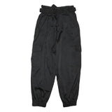 ZARA Womens Polyester Blend Black Relaxed Tapered Trousers W26 L26 Belted Cargo