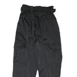 ZARA Womens Polyester Blend Black Relaxed Tapered Trousers W26 L26 Belted Cargo