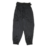ZARA Womens Polyester Blend Black Relaxed Tapered Trousers W26 L26 Belted Cargo