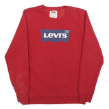 LEVI'S Boys Red XL Sweatshirt Cotton Blend Crew Neck Logo Print Pullover