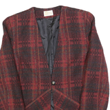 SELINAS SEASON Womens Red & Black Check Wool Blend Button Jacket M
