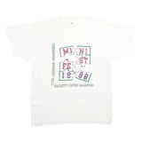 SCREEN STARS Mens White Graphic T-Shirt L Short Sleeve Crew Neck Puzzle Design