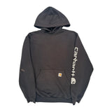 Carhartt Spellout Hoodie - Medium Black Cotton Blend