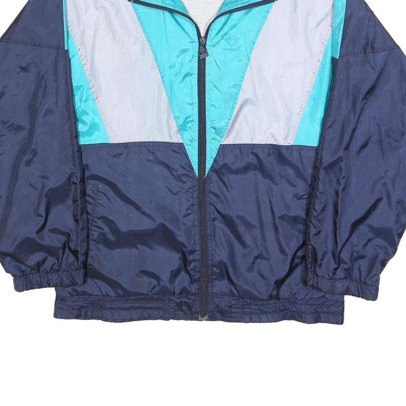 LEOPARD Mens Blue & Teal Track Jacket L Polyester Blend Colourblock Zip Casual