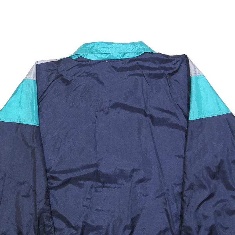 LEOPARD Mens Blue & Teal Track Jacket L Polyester Blend Colourblock Zip Casual