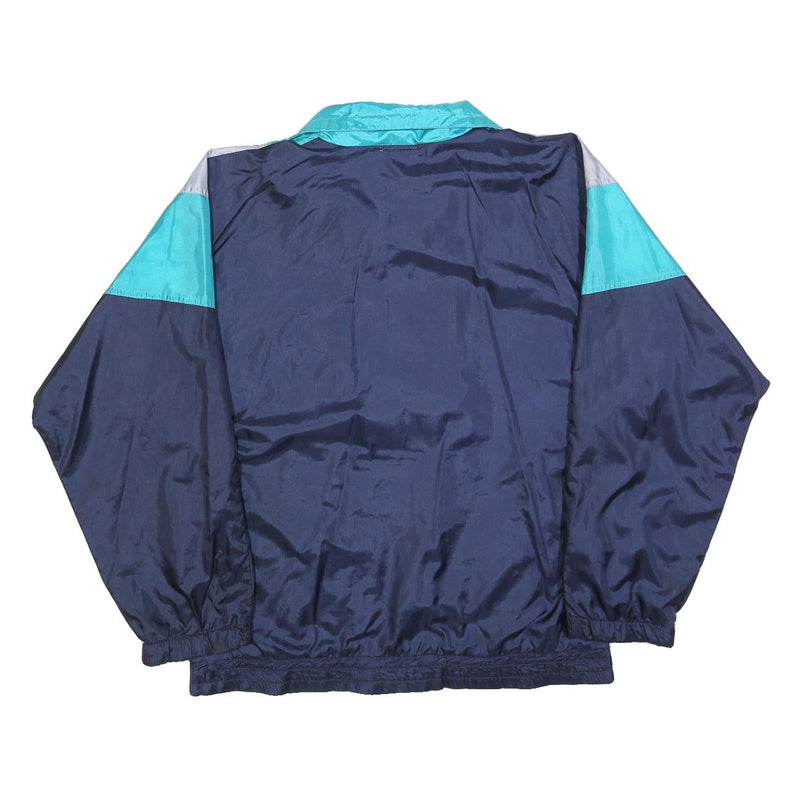 LEOPARD Mens Blue & Teal Track Jacket L Polyester Blend Colourblock Zip Casual