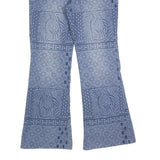 RAINBOW Mens Cotton Blend Blue Patterned Regular Flared Trousers W36 L32