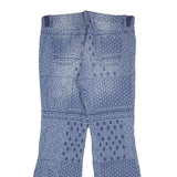 RAINBOW Mens Cotton Blend Blue Patterned Regular Flared Trousers W36 L32