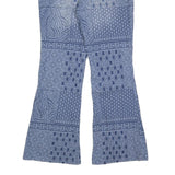 RAINBOW Mens Cotton Blend Blue Patterned Regular Flared Trousers W36 L32