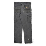Carhartt Double Knee Cargo Trousers - 31W 30L Grey Cotton