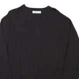 CALVIN KLEIN JEANS Mens Black Plain Wool Pullover V-Neck M Jumper