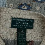 Hand Knit Ralph Lauren Graphic Sweater - Small Multicoloured Cotton