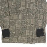 Womens Beige Printed Shirt Long Sleeve Collared L Stylish Patterned Top