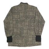 Womens Beige Printed Shirt Long Sleeve Collared L Stylish Patterned Top