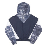 CHAMPION Womens Navy & White Script Print Windbreaker Jacket S Polyester Zip