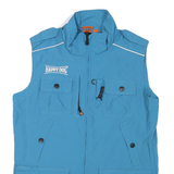 Mens Blue Utility Gilet Vest M Polyester Blend Plain Zip Outdoor Casual
