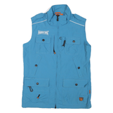 Mens Blue Utility Gilet Vest M Polyester Blend Plain Zip Outdoor Casual