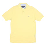 TOMMY HILFIGER Mens Yellow Short Sleeve Plain Polo Shirt S Cotton Blend Classic
