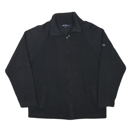 BEN SHERMAN Mens Black Zip Cotton Blend Jacket L Ribbed Plain Casual