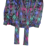 WILROY Womens Blue Green & Pink Printed Blouse Long Sleeve Button Neck M Elegant