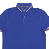 TOMMY HILFIGER Mens Blue Short Sleeve Polo Shirt M Classic Cotton Blend