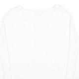TOMMY HILFIGER Womens White Plain V Neck Cable Knit Jumper L Soft Cotton