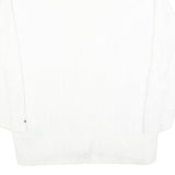 TOMMY HILFIGER Womens White Plain V Neck Cable Knit Jumper L Soft Cotton