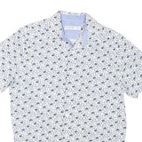 NAUTICA Mens White & Blue Floral Cotton Blend Shirt S Summer Casual Shirt