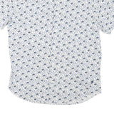 NAUTICA Mens White & Blue Floral Cotton Blend Shirt S Summer Casual Shirt