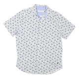 NAUTICA Mens White & Blue Floral Cotton Blend Shirt S Summer Casual Shirt