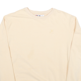 FILA Womens Cream Sweatshirt M Crew Neck Cotton Blend Pullover Casual