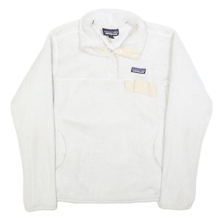 PATAGONIA Womens White Plain Pullover Fleece Jumper M Soft Warm Casual